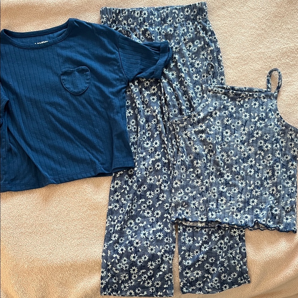 Lands' End Kids Pajamas Set in Blue Floral